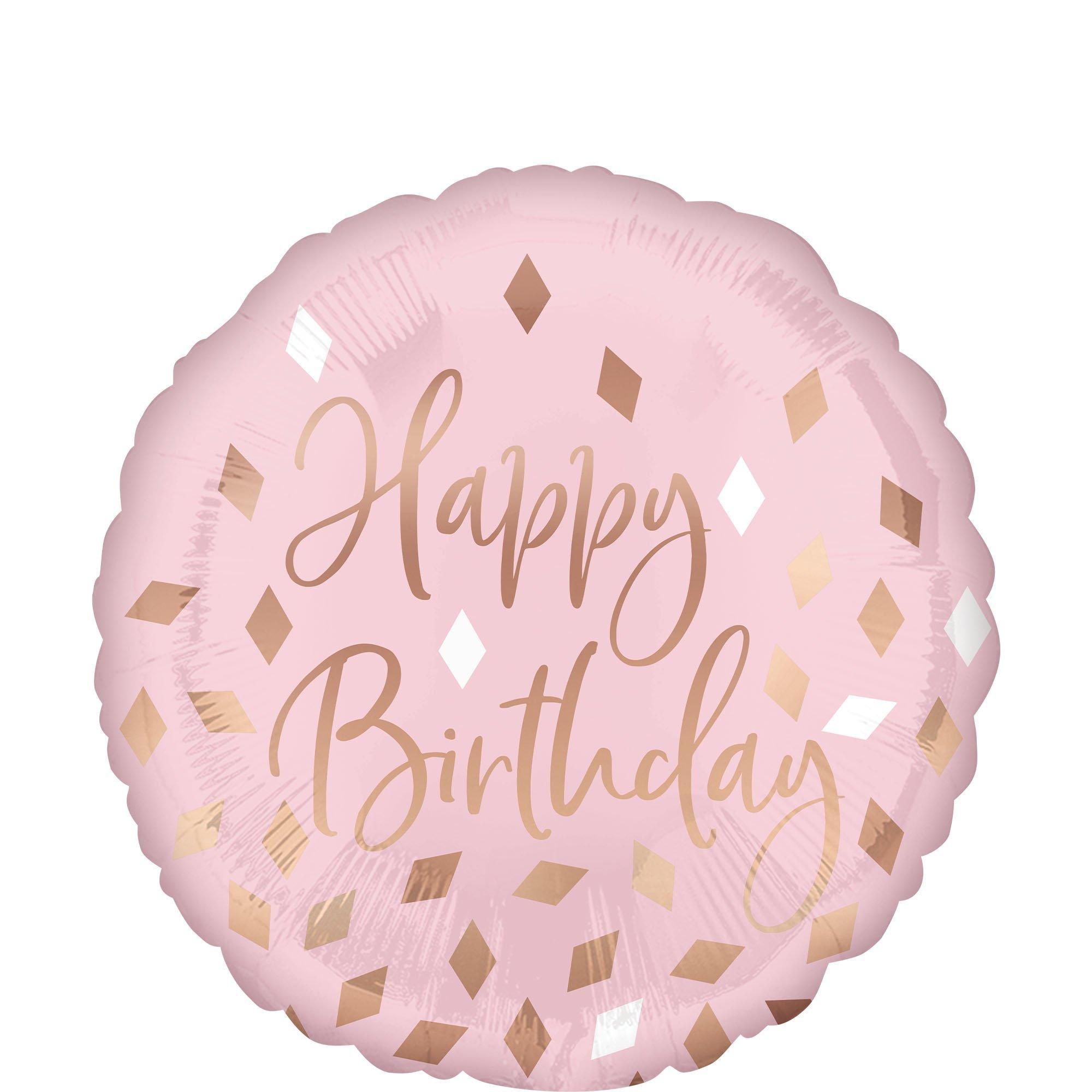 Premium Blush Birthday Foil Balloon Bouquet with Balloon Weight, 11pc